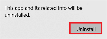 Kliknij Odinstaluj w wyskakującym okienku, aby potwierdzić.