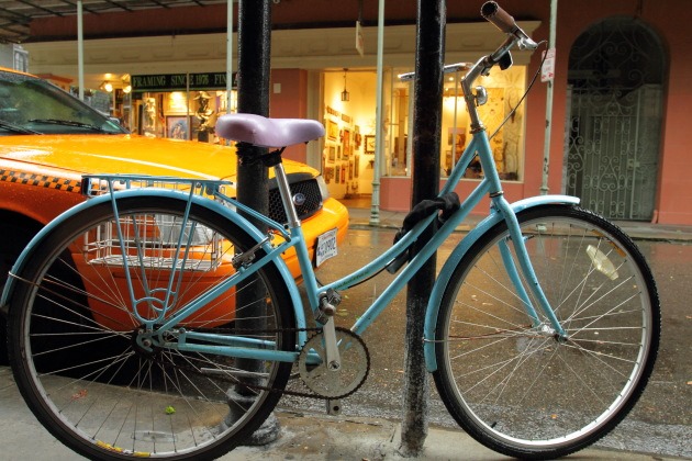 Blue cycle in French quarter of New Orleans