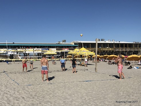 Playing volleyball