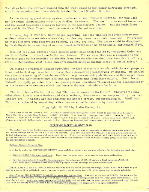 Peter Beter Interim News Alert 1: West Coast Weather Warfare