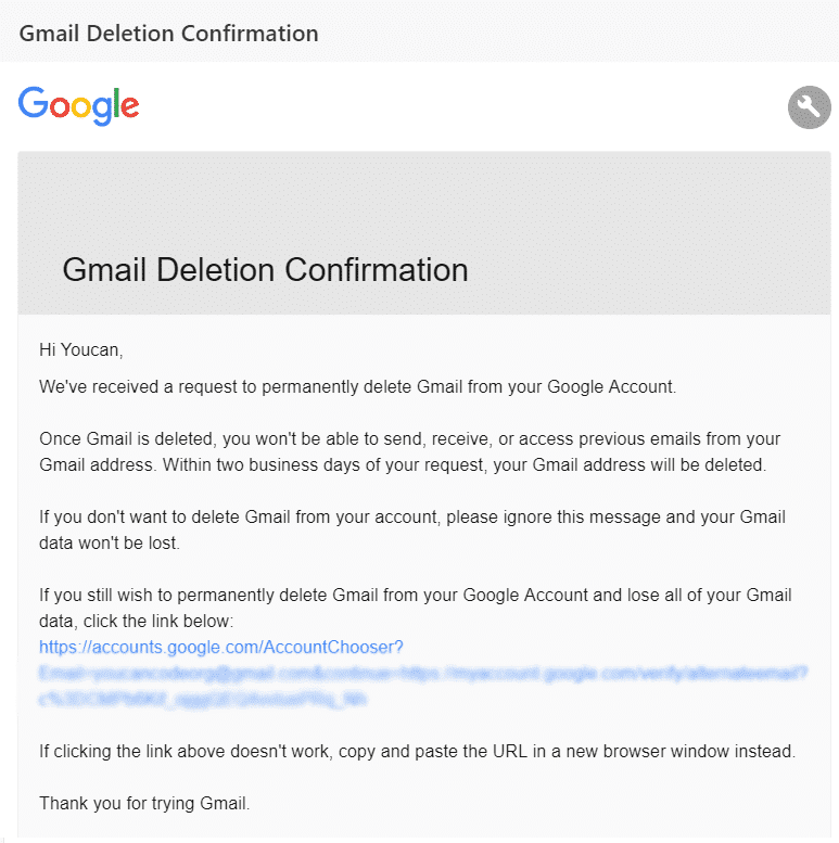 代替メールアドレスでGoogleからメールが届きます