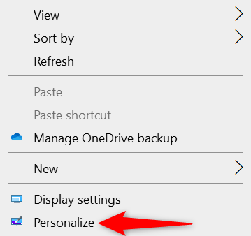 Accedi a Personalizza in Windows 10