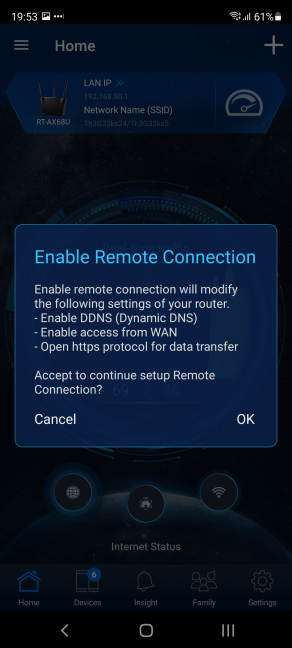 Vuoi abilitare la connessione remota?