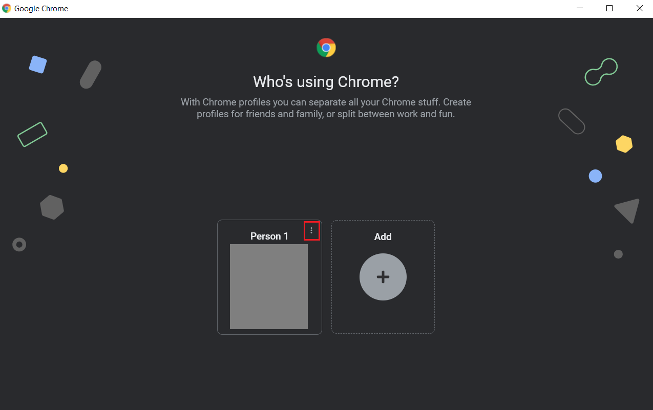 หน้าต่างแสดงผู้ใช้ที่ใช้งานอยู่โดยเน้นไอคอนเพิ่มเติม  วิธีลบบัญชี Google จาก Chrome