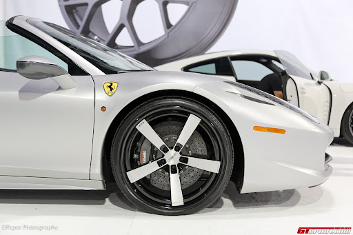 SEMA 2012 Matte Silver Ferrari 458 Spider on Giovanna Wheels