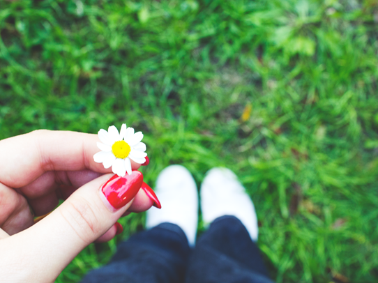 Daisy. Red nails. Jeans. | Lavender & Twill