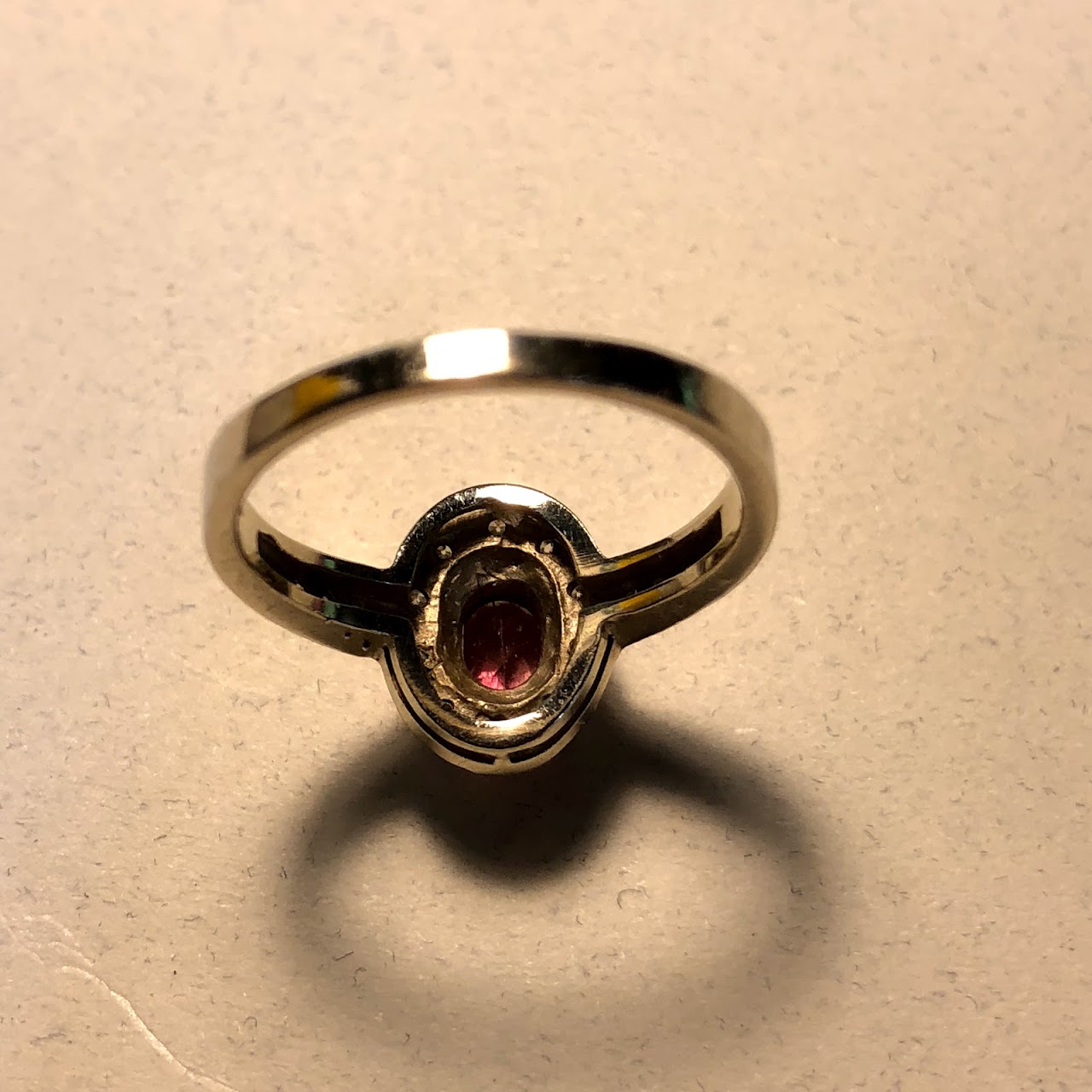 14 K Gold & Pink Stone Ring
