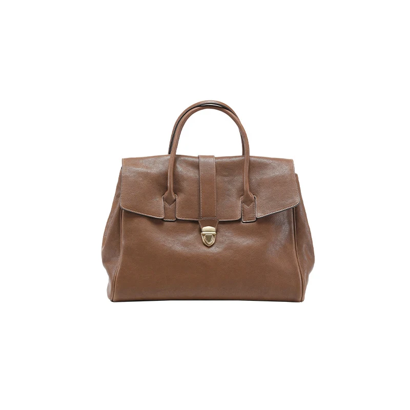 Dames leren retro tas, grote capaciteit, plantaardig gelooid, eerste laag. Ideaal voor dagelijks gebruik en woon-werkverkeer.