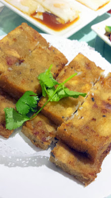 Taro cake. Dim sum at King Hua Restaurant in Alhambra, a mixture of push carts and being able to order off the menu for the best of both worlds in dim sum eating adventures in Los Angeles