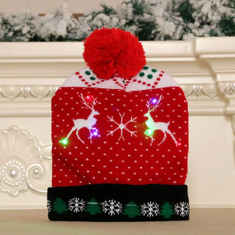 Renkli Parlayan Örme Şapka Noel Şapkası