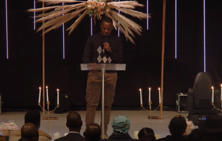 Slikour speaks at Tumi Tladi's memorial service.