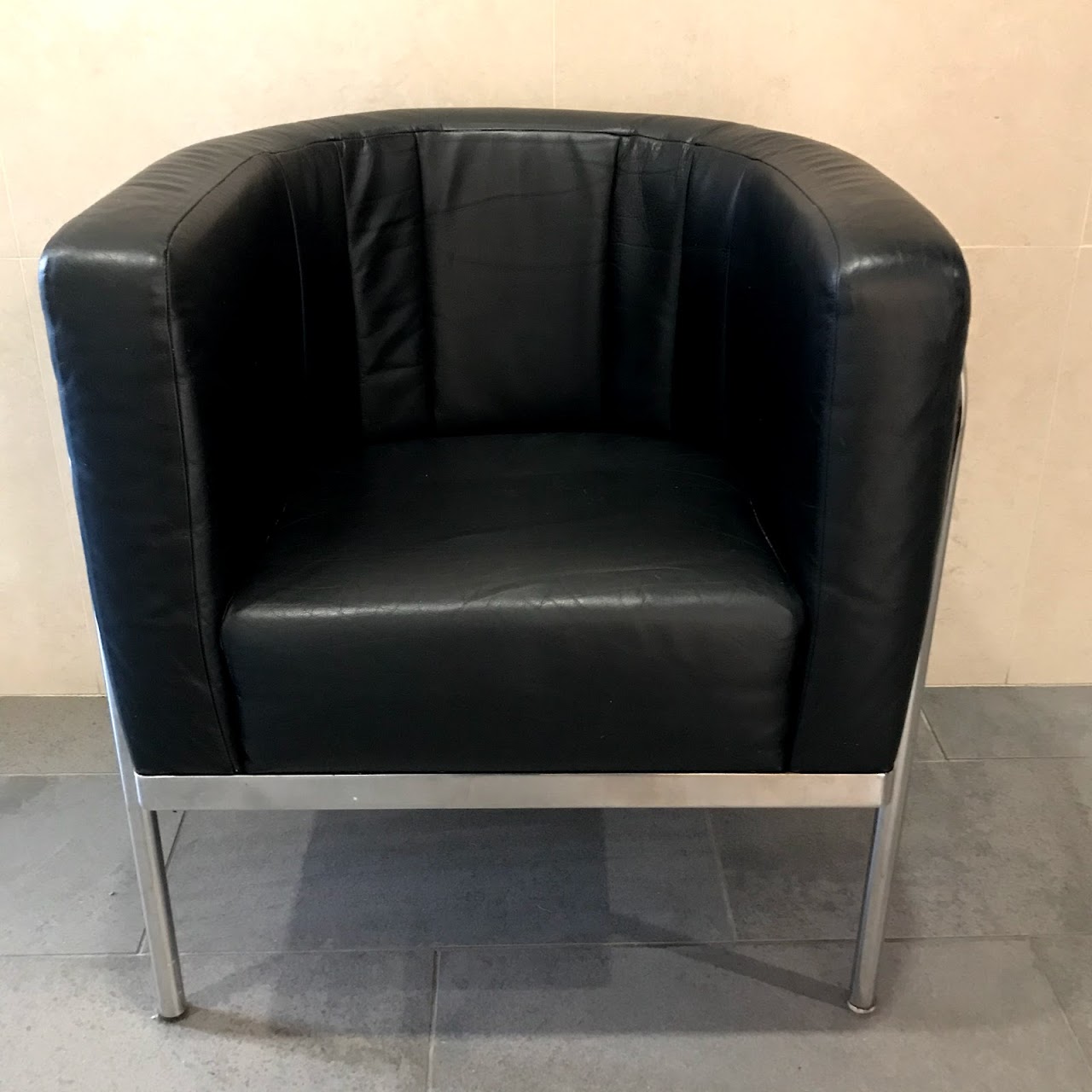 Modern Chrome & Leather Club Chair #1