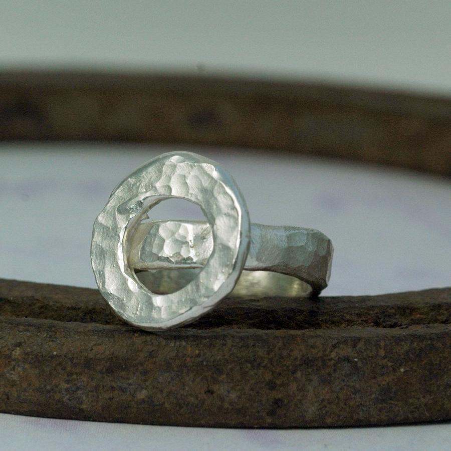 Silver Wedding Ring . Rustic .