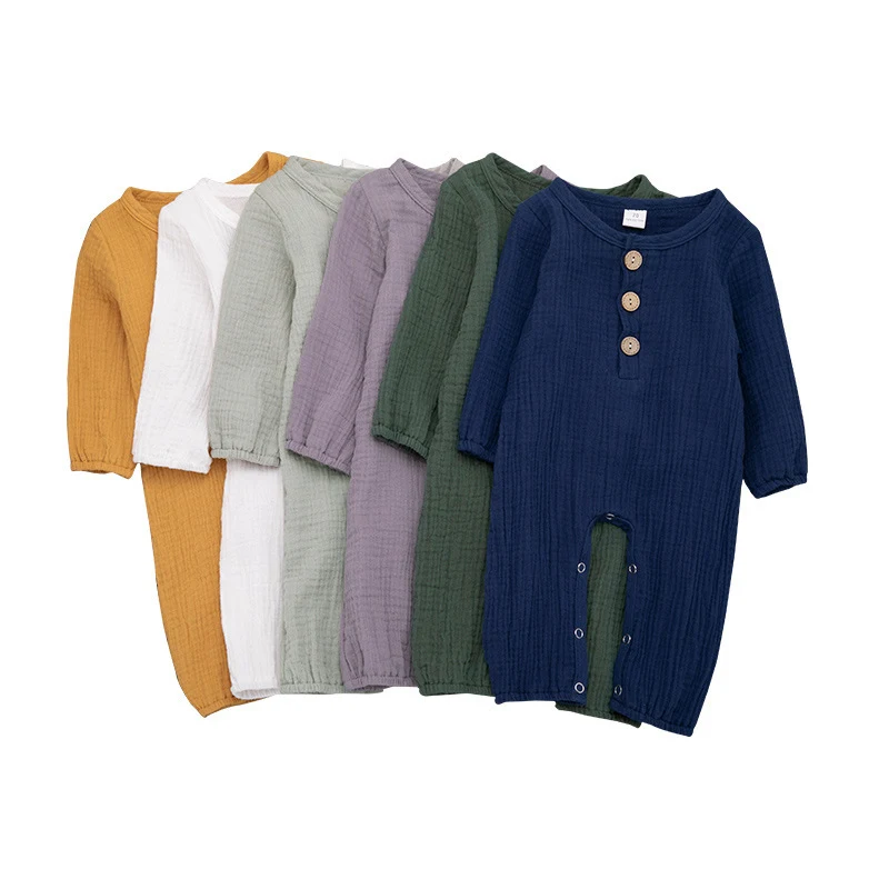 Title 7, Baby long-sleeved one-piece cotton and linen ro...