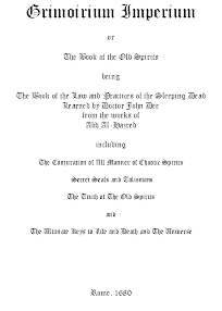 Cover of John Dee's Book Grimoirium Imperium Or The Book Of The Old Spirits