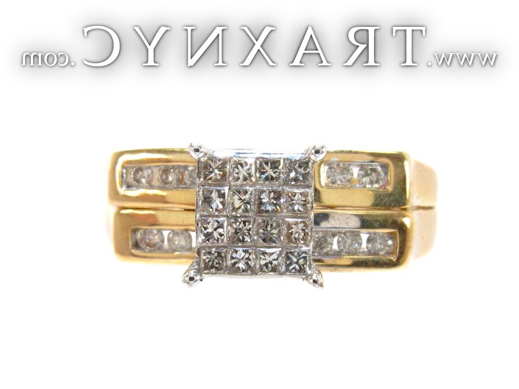 for Yellow Gold Round Princess Cut Invisible Channel Diamond Ring