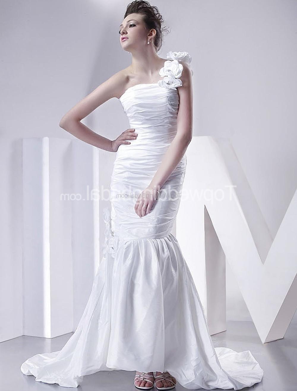 White One Shoulder Taffeta