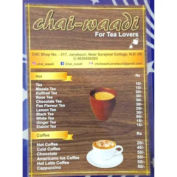 Chaiwaadi menu 
