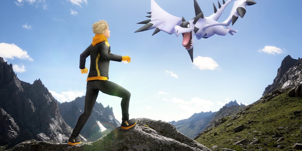 Image of Spark facing off against a Mega Aerodactyl