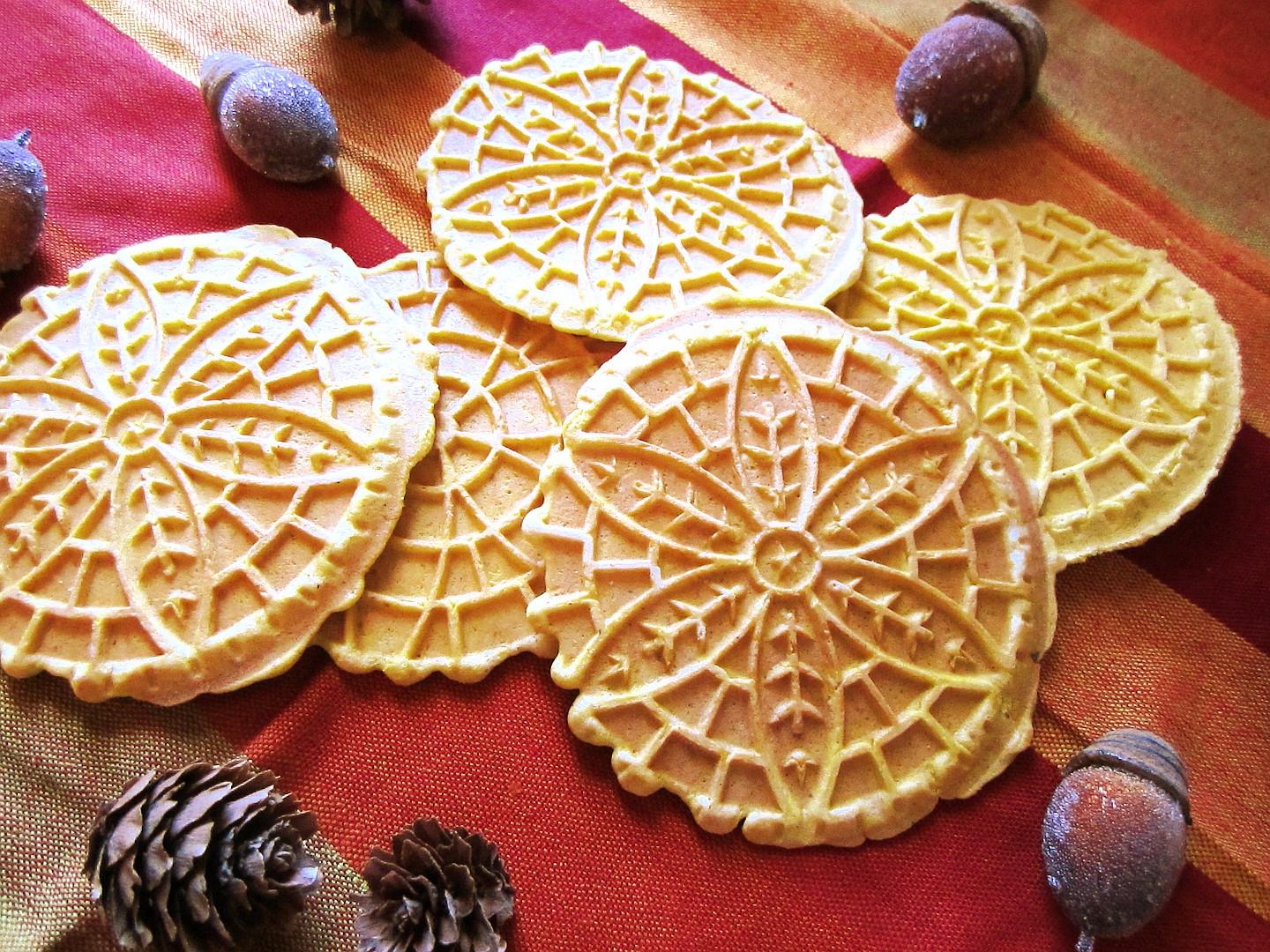 Pumpkin Pizzelle Cookies