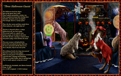 Three Halloween Guests art/poetry by Artsieladie