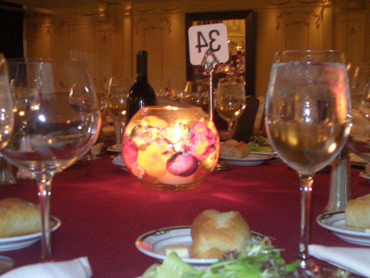 Candle centerpiece with opaque