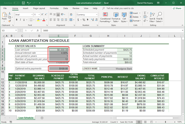 สเปรดชีตที่เลือกตัวเลขเฉพาะใน Microsoft Excel