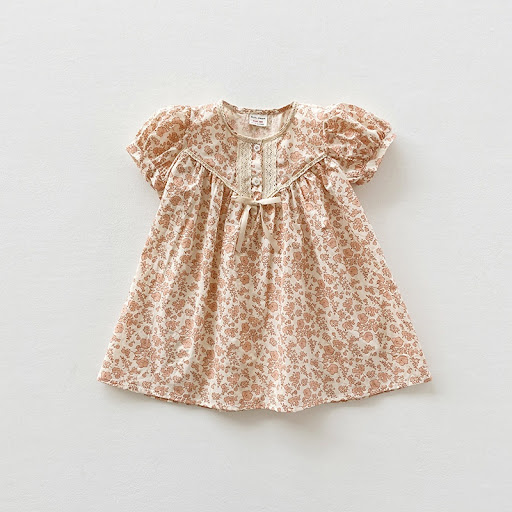 Title 5, Fresh Floral Lace Short Sleeve Kids Skirt Perf...