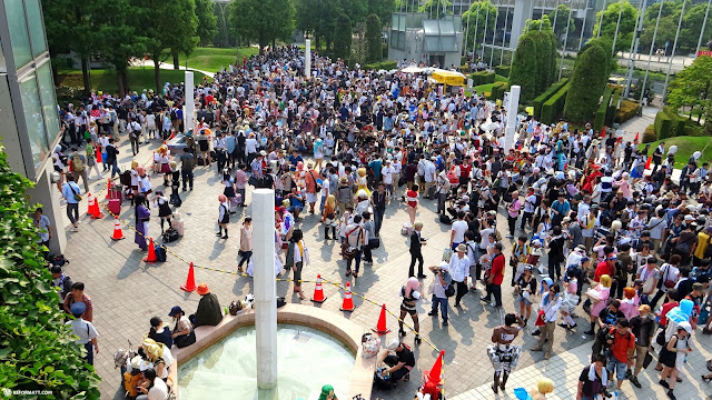 the photo-area for cosplay at Comiket 84 - Tokyo Big Sight in Japan in Tokyo, Japan 