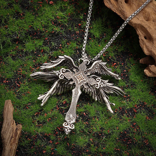 Title 5, Vintage Silver Six Winged Angel Wings Cross Pen...