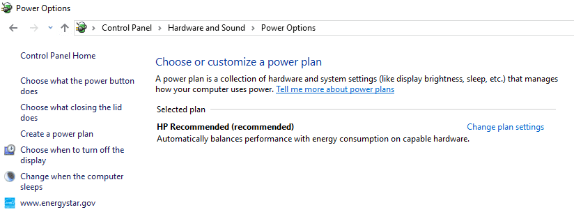 Wilt u het gedrag van de pc wijzigen, klik dan op de link Energiebeheer kiezen