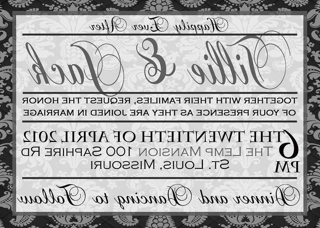 Black and Gray Damask Wedding Invitation Set - Digital Printable Files