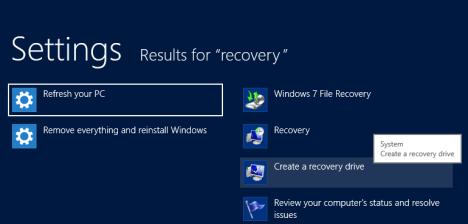 การกู้คืนระบบ, USB Memory Stick, แฟลชไดรฟ์, Recovery Media Creator, Windows 8, Windows 8.1