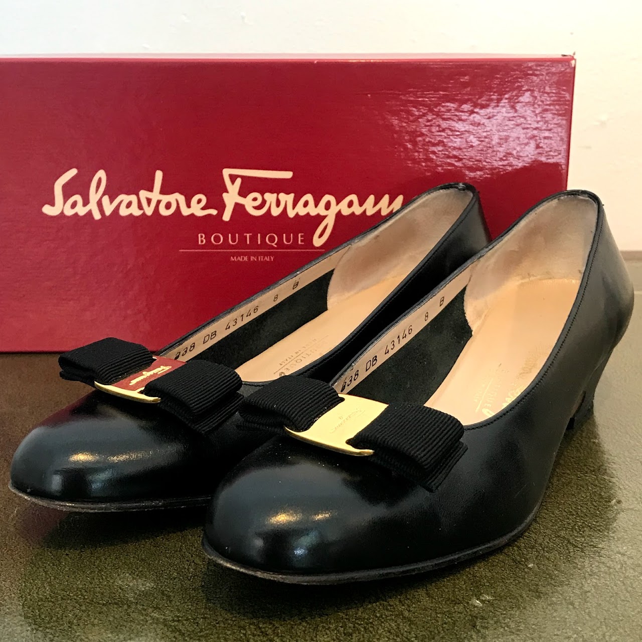 Salvatore Ferragamo Classic Black Kitten Heels