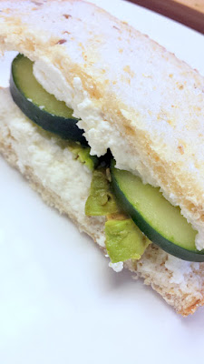 Homemade ricotta in a cucumber avocado ricotta sandwich, recipe is easy and refreshing in the summer