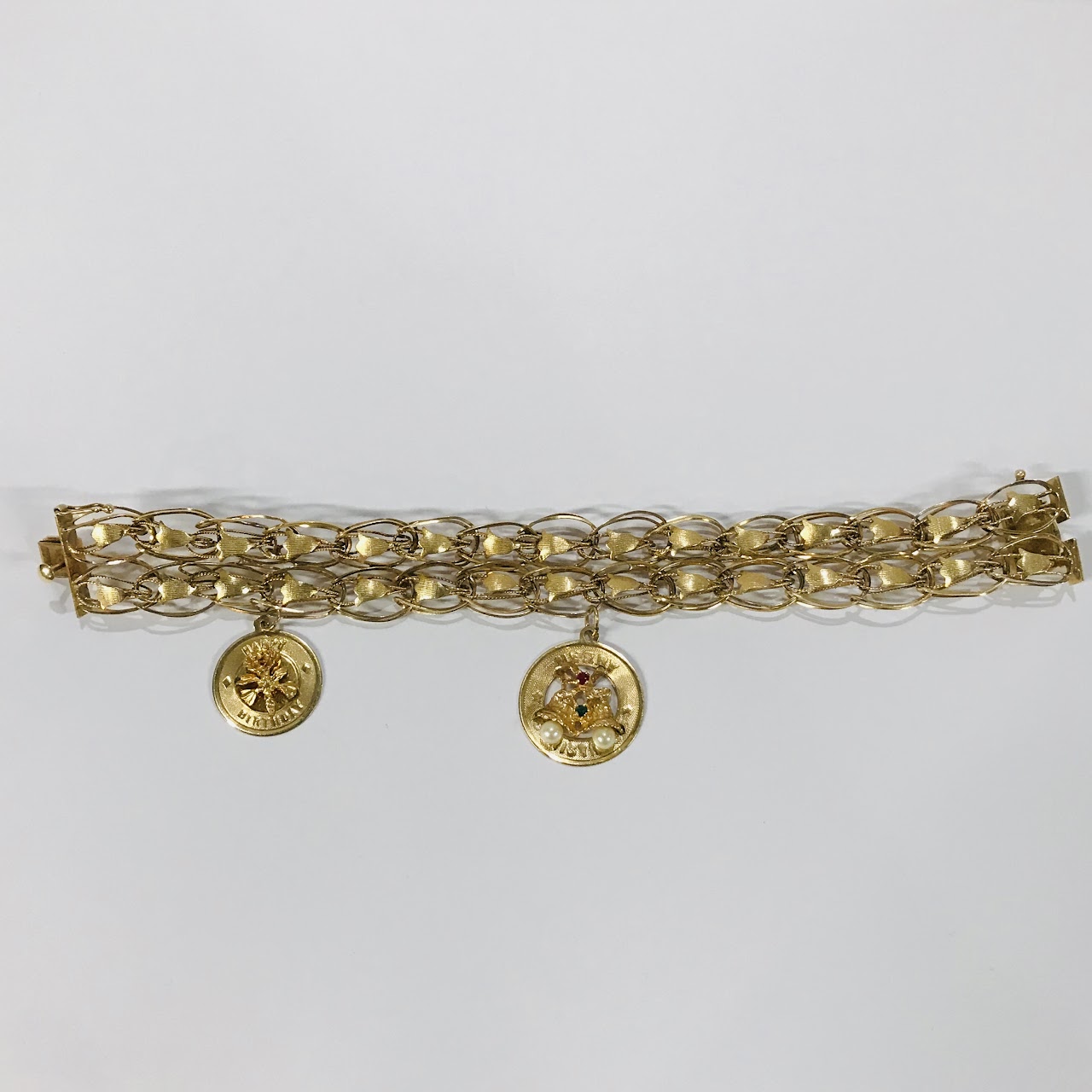 14K Gold Double Charm Bracelet