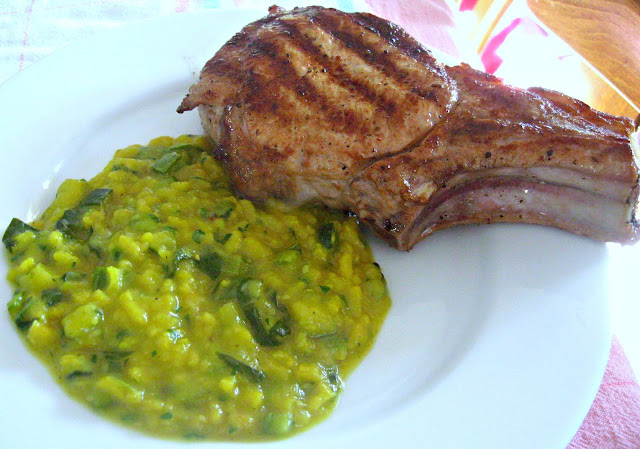 Zucchini & Squash Risotto with Roasted Pork Chops (Risotto alla Zucchine / Cucuzza con Braciola di Maiale)