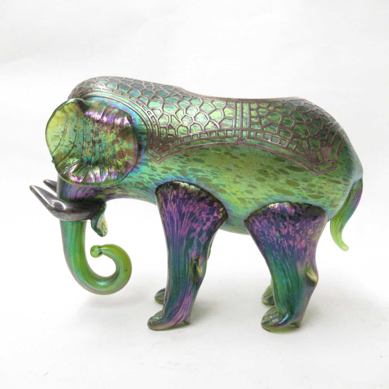 Blown Glass and Sterling Silver Elephant