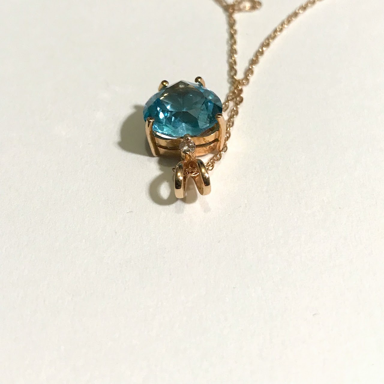 14K Gold, Crystal, and Diamond Pendant Necklace