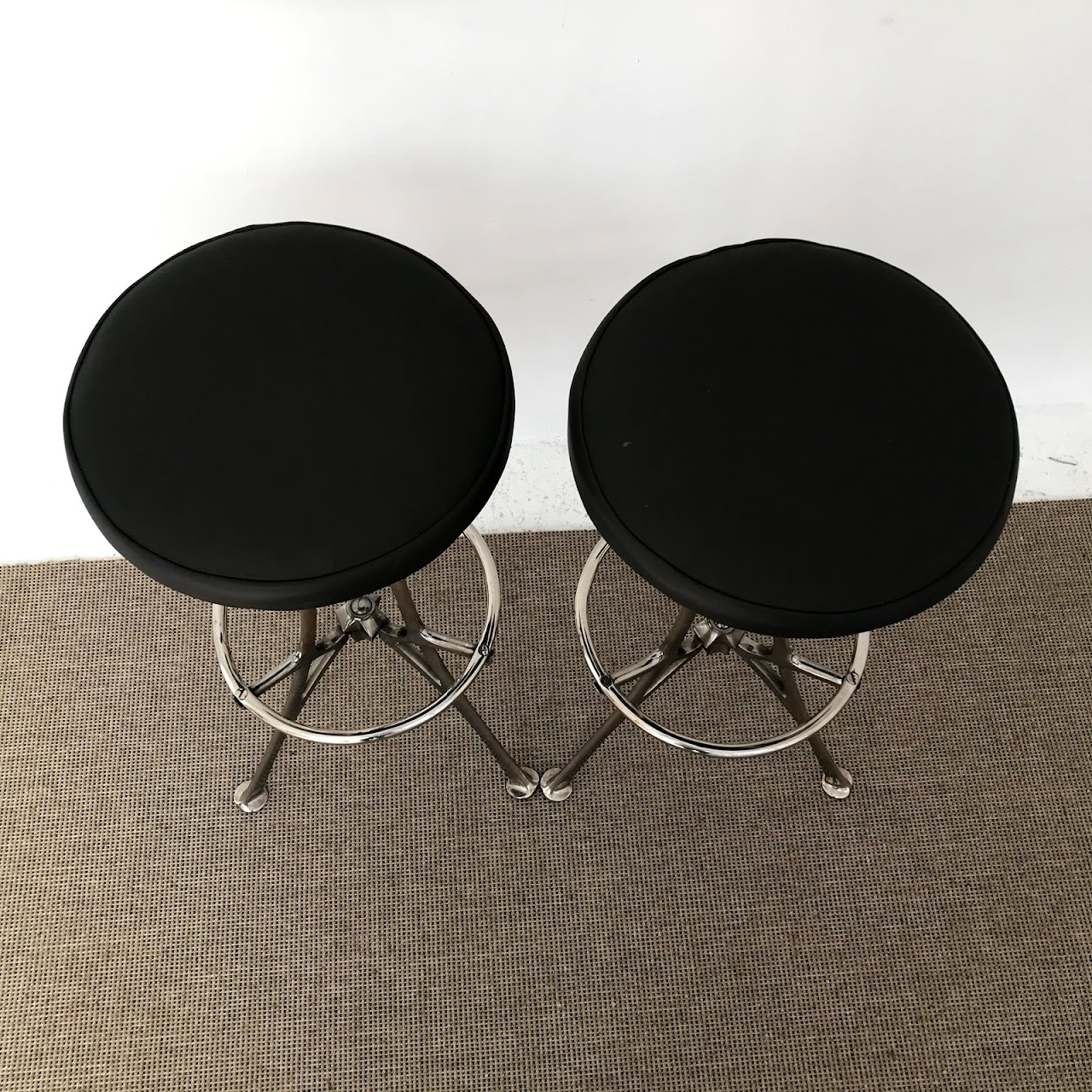 Contemporary Chrome Bar Stool Pair #2