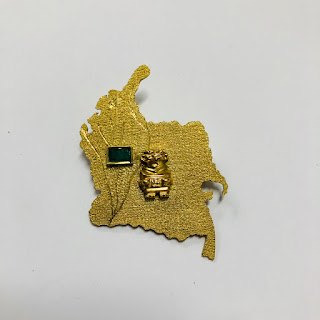 18K Gold and Stone Colombia Brooch