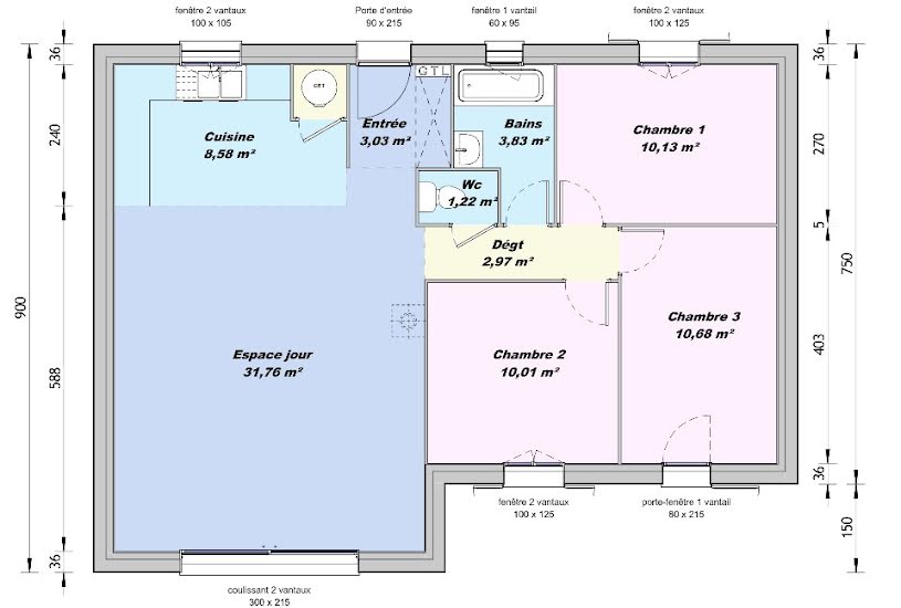  Vente Terrain + Maison - Terrain : 450m² - Maison : 83m² à Laudun (30290) 