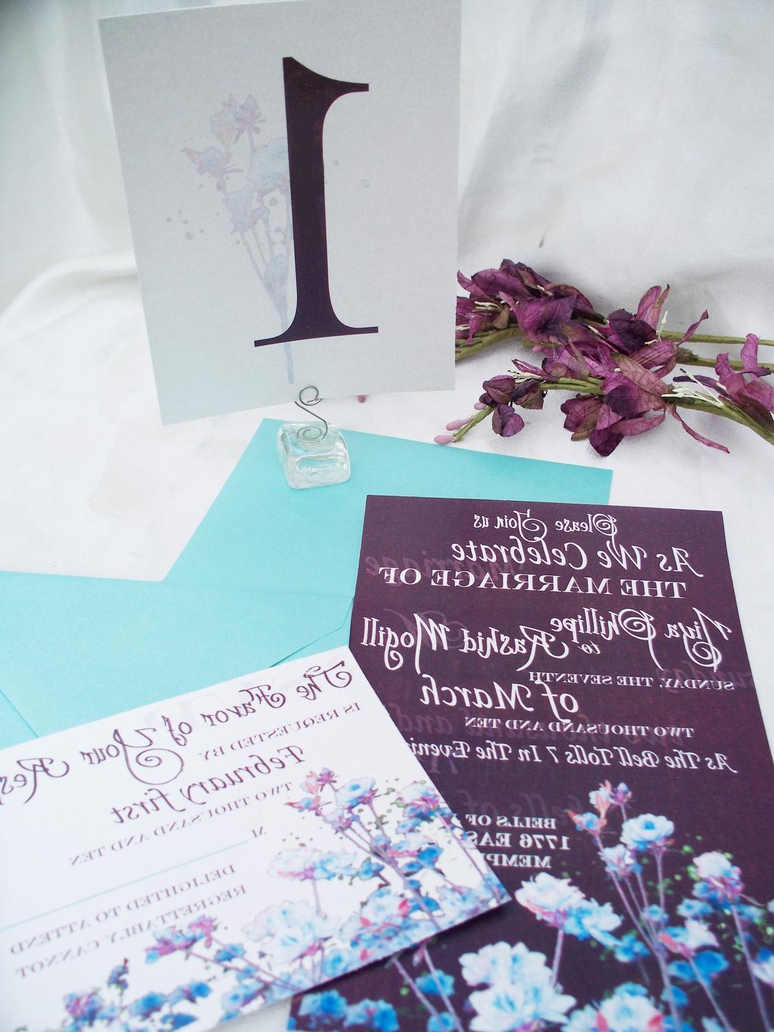 Plum Infatuated--Purple Floral Wedding Invitation With Response Card-Sample