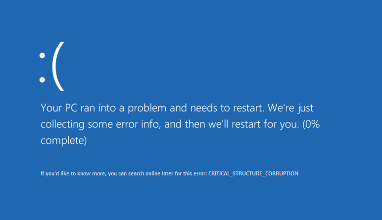 Correction de la corruption de la structure critique sur Windows 10