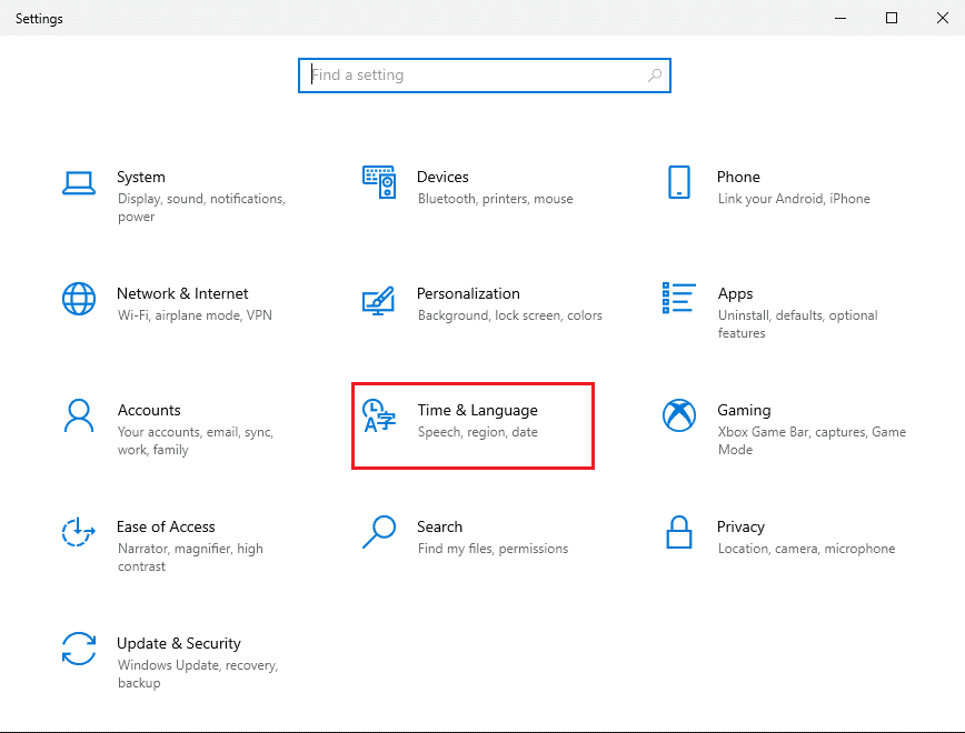 Kliknij Czas i język |  Napraw Caps Lock zablokowany w systemie Windows 10