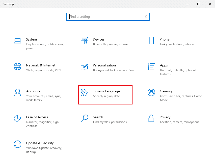 Cliquez sur Heure et langue |  Correction du verrouillage des majuscules bloqué dans Windows 10