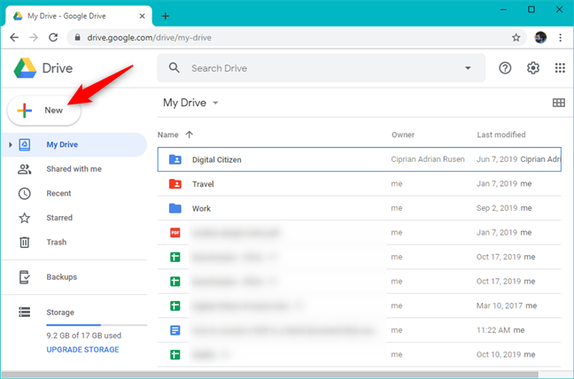 Nút mới từ Google Drive