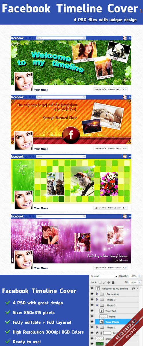 22 file PSD Cover Photo dành cho Facebook Timeline