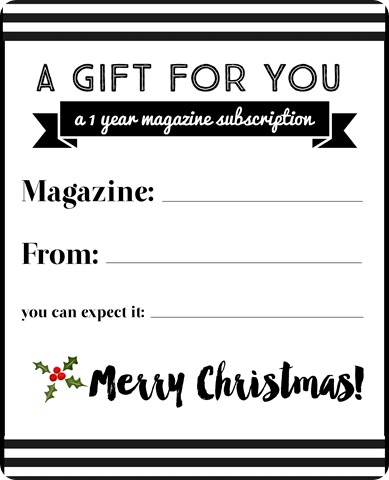 magazine subscription notice gift note letter