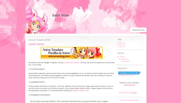 anime blogger template Sailor Moon